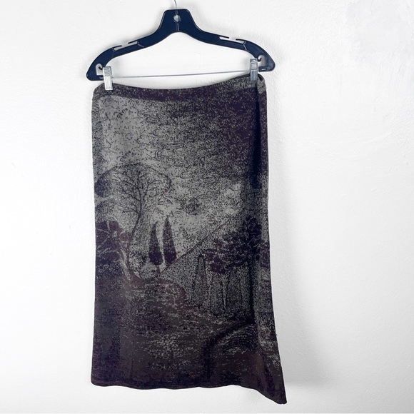 PERUVIAN CONNECTION 100% Pima Cotton Graphic Knit Pencil Skirt Size Large - Picture 2 of 9